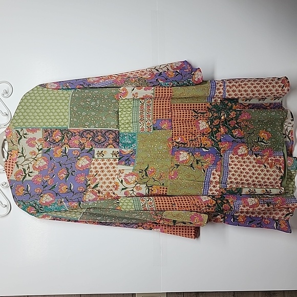 Chloe + rene XL patchwork flower pattern lined beautiful dress. Boho. Hippie. - Picture 5 of 8